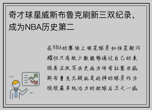 奇才球星威斯布鲁克刷新三双纪录，成为NBA历史第二